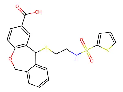 11-(2-((2-Thienylsulfonyl)amino)ethyl)thio-6,11-dihydrodibenz(b,e)oxepin-2-carboxylic acid structure