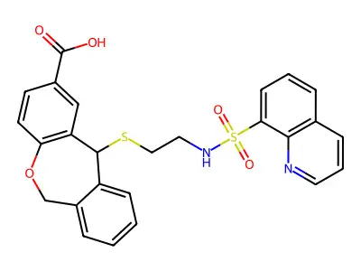 11-(2-((8-Quinolylsulfonyl)amino)ethyl)thio-6,11-dihydrodibenz(b,e)oxepin-2-carboxylic acid structure