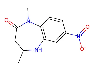 1,3,4,5-Tetrahydro-1,4-dimethyl-7-nitro-2H-1,5-benzodiazepin-2-one structure