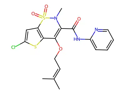 2H-Thieno(2,3-e)-1,2-thiazine-3-carboxamide, 6-chloro-2-methyl-4-((3-methyl-2-butenyl)oxy)-N-(2-pyridinyl)-, 1,1-dioxide structure
