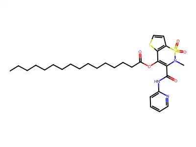 Hexadecanoic acid, 2-methyl-3-((2-pyridinylamino)carbonyl)-2H-thieno(2,3-e)-1,2-thiazin-4-yl ester, S,S-dioxide structure
