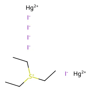 Mercury triethylsulfanium iodide (2/1/5) structure
