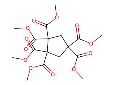 Hexamethyl cyclopentane-1,1,2,2,4,4-hexacarboxylate structure