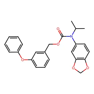 Carbamic acid, 1,3-benzodioxol-5-yl(1-methylethyl)-, (3-phenoxyphenyl)methyl ester structure