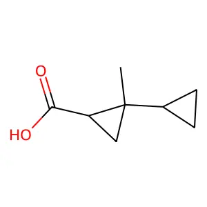 rac-(1R,2S)-1-methyl-[1,1'-bi(cyclopropane)]-2-carboxylic acid structure