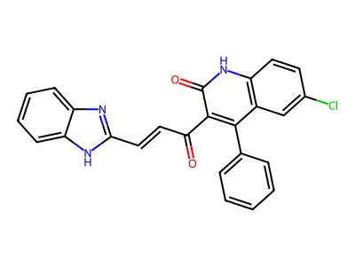 3-[3-(1H-benzimidazol-2-yl)prop-2-enoyl]-6-chloro-4-phenyl-1H-quinolin-2-one structure