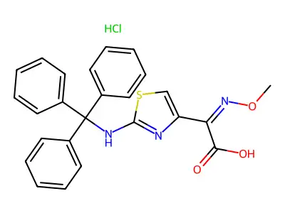 2-(Methoxyimino)[2-(tritylamino)-1,3-thiazol-4-yl]acetic acid hydrochloride structure