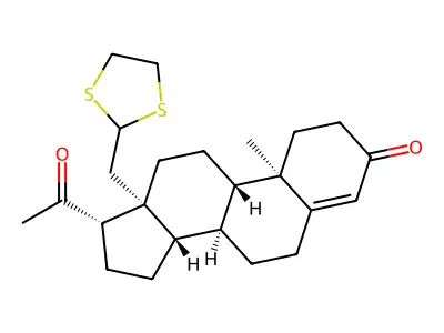 3,20-Dioxopregn-4-ene-18'-carboxaldehyde cyclic 18'-(1,2-ethandiylmercaptal) structure