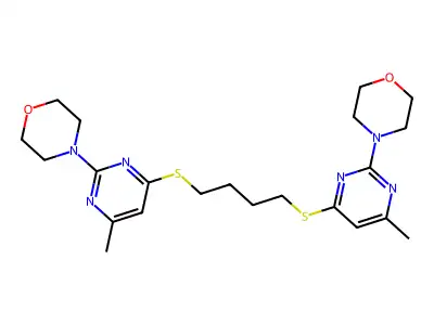 Morpholine, 4,4'-(1,4-butanediylbis(thio(6-methyl-2,4-pyrimidinediyl)))bis- structure
