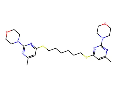 Morpholine, 4,4'-(1,6-hexanediylbis(thio(6-methyl-2,4-pyrimidinediyl)))bis- structure