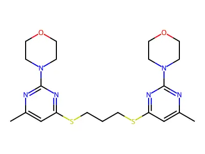 Morpholine, 4,4'-(1,3-propanediylbis(thio(6-methyl-2,4-pyrimidinediyl)))bis- structure