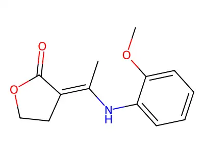 3-[(E)-1-(2-methoxyanilino)ethylidene]dihydro-2(3H)-furanone structure