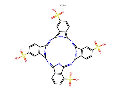 3,4',4'',4'''-Tetrasulfonyl copper phthalocyanine, tetra sodium salt structure