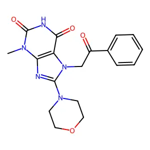 3-methyl-8-morpholino-7-(2-oxo-2-phenylethyl)-1H-purine-2,6(3H,7H)-dione structure