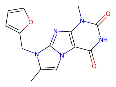 8-(furan-2-ylmethyl)-1,7-dimethyl-1H-imidazo[2,1-f]purine-2,4(3H,8H)-dione structure