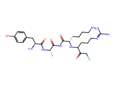 Tyrosyl-alanyl-lysyl-arginine chloromethyl ketone structure