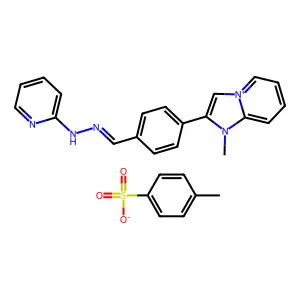 1-Methyl-2-(4-((2-pyridinylhydrazono)methyl)phenyl)imidazo(1,2-a)pyridinium, salt with 4-methylbenzenesulfonic acid (1:1) structure