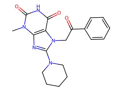 3-methyl-7-(2-oxo-2-phenylethyl)-8-(piperidin-1-yl)-1H-purine-2,6(3H,7H)-dione structure
