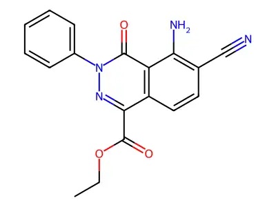 Ethyl 5-amino-6-cyano-4-oxo-3-phenyl-3,4-dihydrophthalazine-1-carboxylate structure