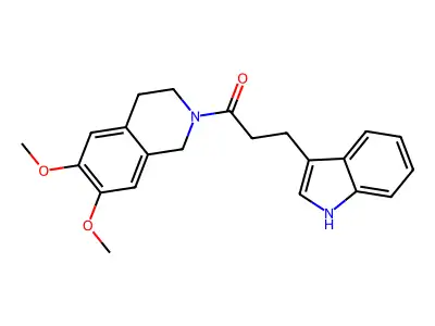 1-(6,7-dimethoxy-3,4-dihydroisoquinolin-2(1H)-yl)-3-(1H-indol-3-yl)propan-1-one structure