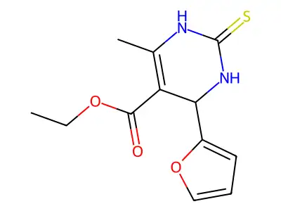 ethyl 4-(furan-2-yl)-6-methyl-2-thioxo-1,2,3,4-tetrahydropyrimidine-5-carboxylate structure