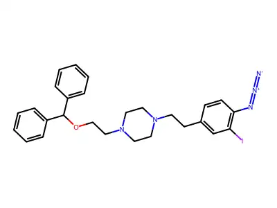 1-[2-(2-Azido-3-iodophenyl)ethyl]-4-(2-benzhydryloxyethyl)piperazine structure