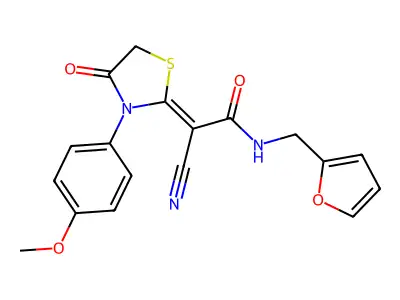 (2Z)-2-cyano-N-(furan-2-ylmethyl)-2-[3-(4-methoxyphenyl)-4-oxo-1,3-thiazolidin-2-ylidene]acetamide structure