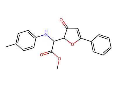 Methyl 3,6-anhydro-2,5-dideoxy-2-(4-methylanilino)-6-phenylhex-5-en-4-ulosonate structure