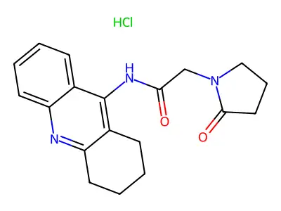1-Pyrrolidineacetamide, 2-oxo-N-(1,2,3,4-tetrahydro-9-acridinyl)-, monohydrochloride structure