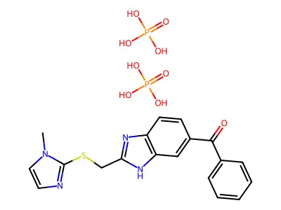 1-Methyl-2-(2'-(5'-benzoyl)-benzimidazolylmethylthio)imidazole diphosphate structure