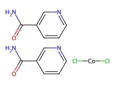 (T-4)-Dichlorobis(3-pyridinecarboxamide-kappaN1)cobalt structure