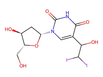 Uridine, 2'-deoxy-5-(1-hydroxy-2,2-diiodoethyl)- structure