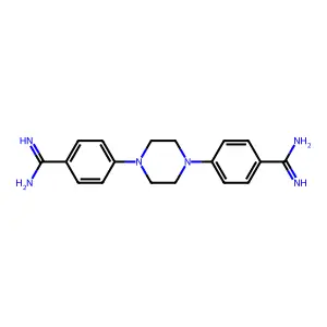 4-[4-(4-Carbamimidoylphenyl)piperazin-1-yl]benzenecarboximidamide structure