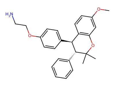 Ethanamine, 2-(4-(3,4-dihydro-7-methoxy-2,2-dimethyl-3-phenyl-2H-1-benzopyran-4-yl)phenoxy)-,hydrochloride, trans- structure