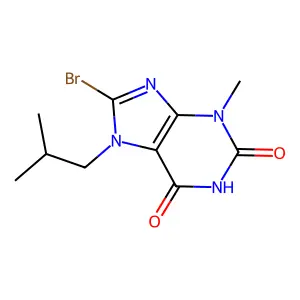 8-bromo-7-isobutyl-3-methyl-1H-purine-2,6(3H,7H)-dione structure