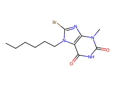 8-Bromo-7-hexyl-3,7-dihydro-3-methyl-1H-purine-2,6-dione structure