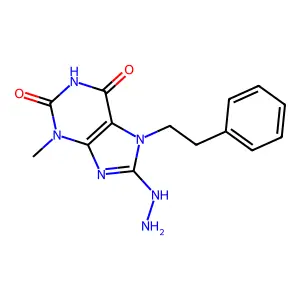 8-hydrazinyl-3-methyl-7-phenethyl-1H-purine-2,6(3H,7H)-dione structure