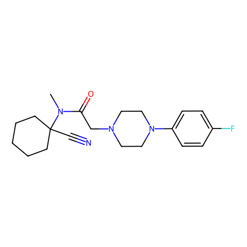 N-(1-cyanocyclohexyl)-2-[4-(4-fluorophenyl)piperazin-1-yl]-N-methylacetamide structure