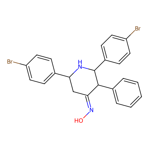 4-Piperidinone, 2,6-bis(4-bromophenyl)-3-phenyl-, oxime structure