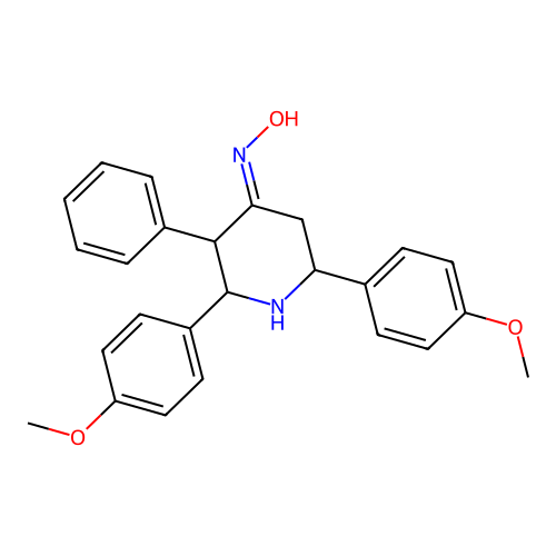 4-Piperidinone, 2,6-bis(4-methoxyphenyl)-3-phenyl-, oxime structure
