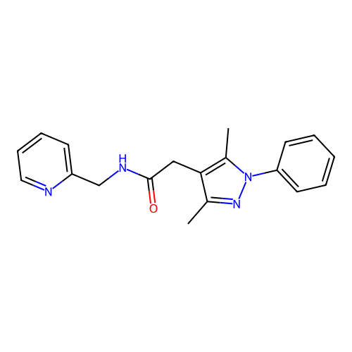 2-(3,5-dimethyl-1-phenyl-1H-pyrazol-4-yl)-N-(pyridin-2-ylmethyl)acetamide structure