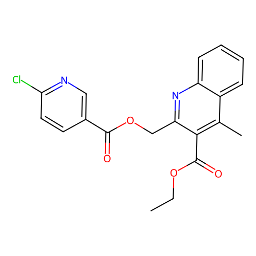 Ethyl 2-[(6-chloropyridine-3-carbonyloxy)methyl]-4-methylquinoline-3-carboxylate structure