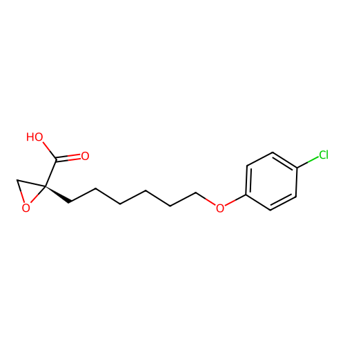 Oxiranecarboxylic acid, 2-[6-(4-chlorophenoxy)hexyl]-, (R)- structure