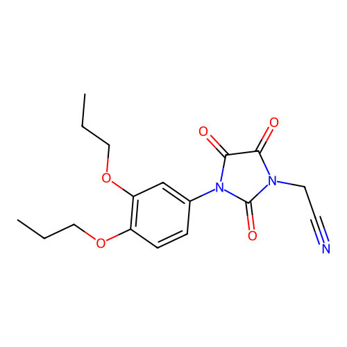 2-[3-(3,4-Dipropoxyphenyl)-2,4,5-trioxoimidazolidin-1-yl]acetonitrile structure