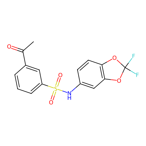 3-acetyl-N-(2,2-difluoro-1,3-benzodioxol-5-yl)benzenesulfonamide structure