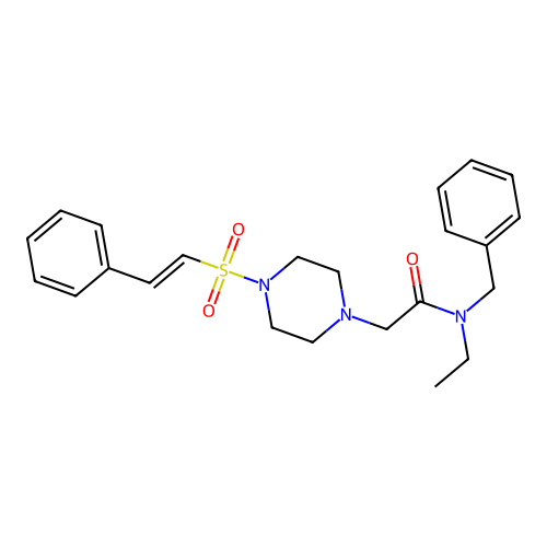 N-benzyl-N-ethyl-2-[4-(2-phenylethenesulfonyl)piperazin-1-yl]acetamide structure