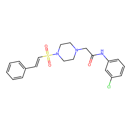 N-(3-chlorophenyl)-2-[4-[(E)-2-phenylethenyl]sulfonylpiperazin-1-yl]acetamide structure