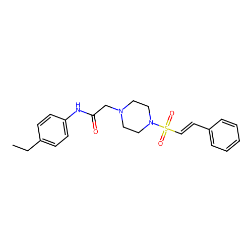 N-(4-ethylphenyl)-2-[4-[(E)-2-phenylethenyl]sulfonylpiperazin-1-yl]acetamide structure