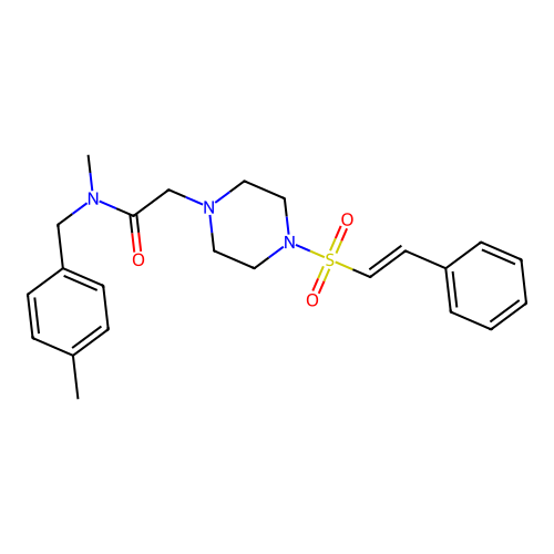 N-methyl-N-[(4-methylphenyl)methyl]-2-[4-[(E)-2-phenylethenyl]sulfonylpiperazin-1-yl]acetamide structure
