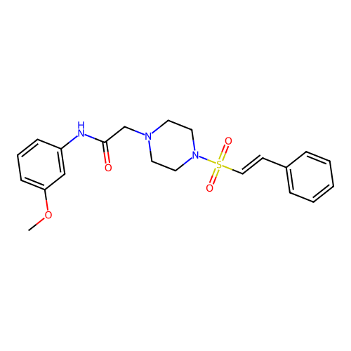 N-(3-methoxyphenyl)-2-[4-[(E)-2-phenylethenyl]sulfonylpiperazin-1-yl]acetamide structure